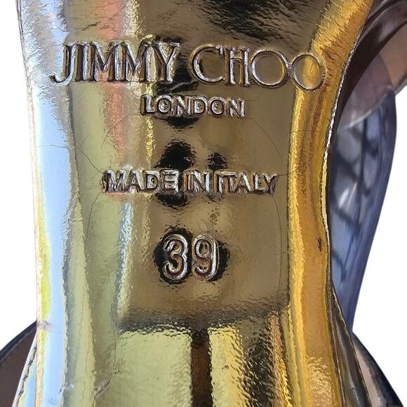Jimmy Choo Patent Leather Heeled Sandal Gold Size 9 - Picture 7 of 10